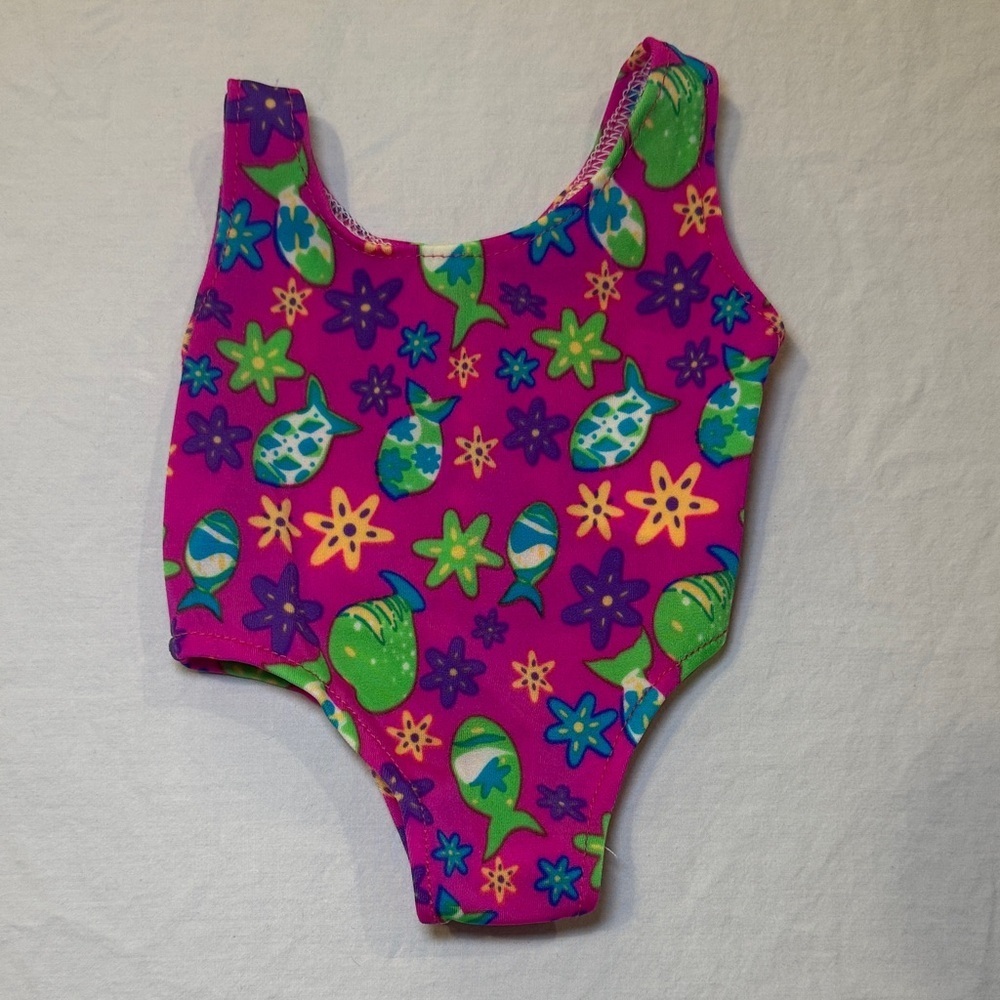 Vintage Build A Bear Workshop Early 2000s One-Piece Swimsuit w/ Fish EUC